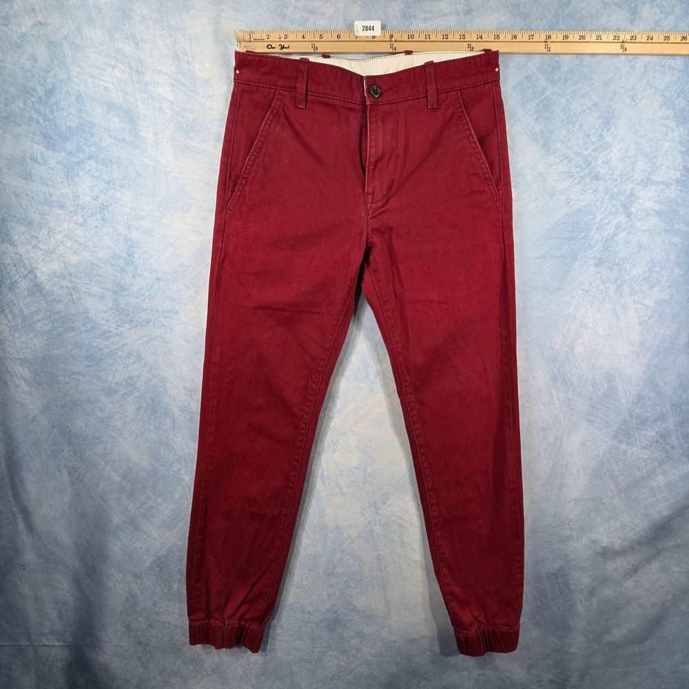 Levis Jogger Pants Maroon Burgundy Twill Elastic Cuff Tapered Leg 28x32 Womens